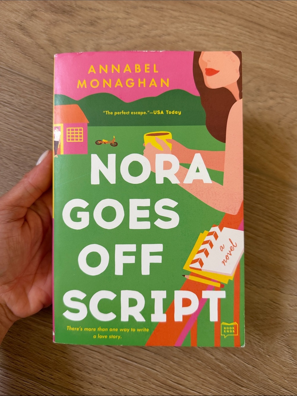 Nora Goes Off Script by Annabel Monaghan - Bright Green & Pink Paperback